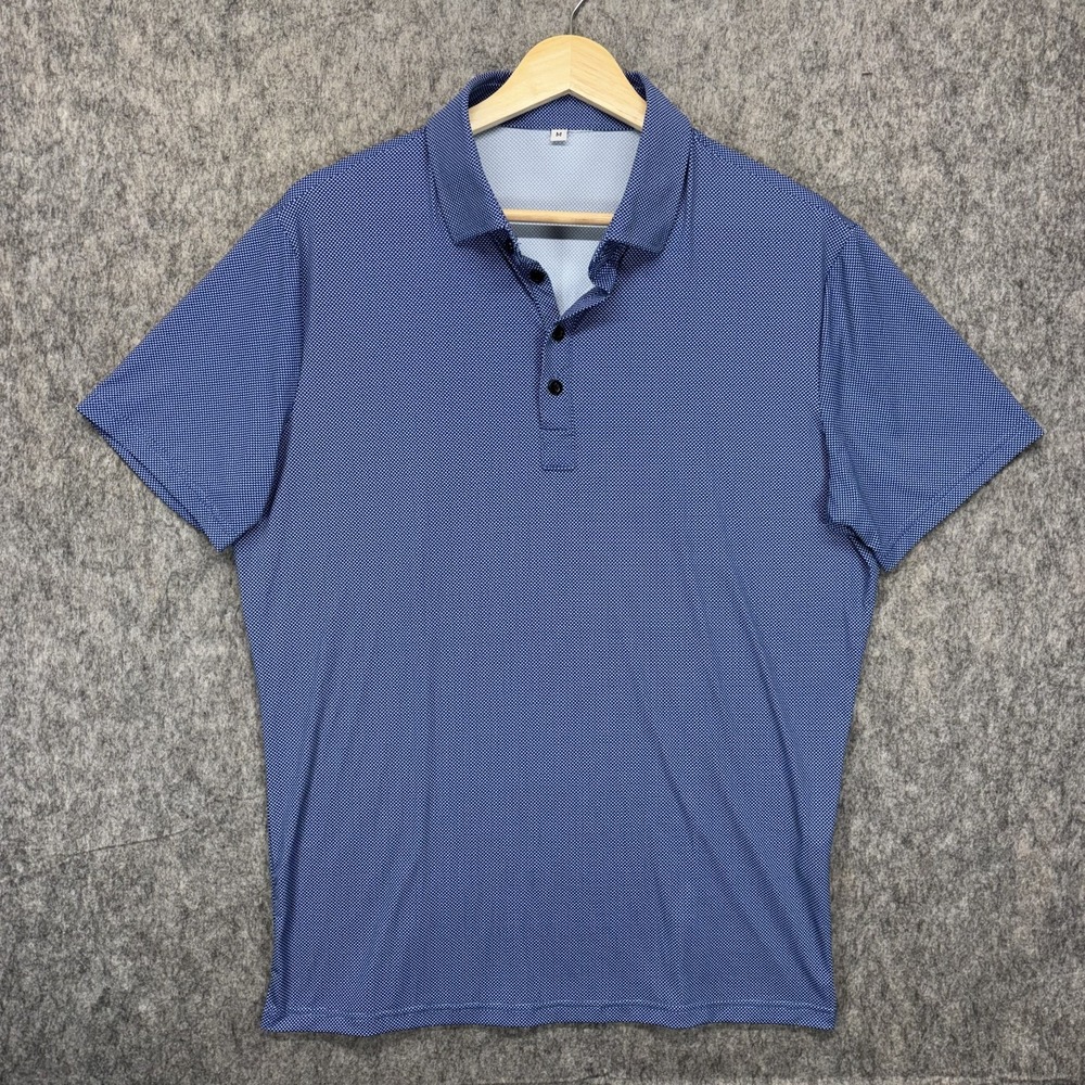 State and Liberty Tech Polo Shirt Men's Medium Blue Short Sleeve Stretch